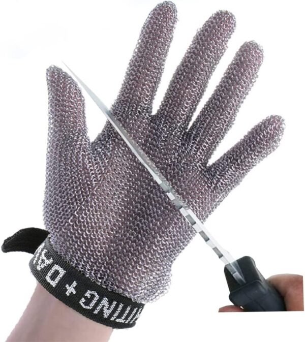 Stainless Steel Cut Resistant Chain Gloves, Kitchen Gardening Men Women Safe Work Cut Resistant Gloves (Size : 1pcs/M)