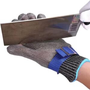 Stainless steel wire cut resistant gloves for gardening, Men women safety work gloves with adjustable nylon wristbands