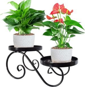 TLBTEK Planter Stand,Metal Round Potted Plant Stands Indoor&Outdoor Multiple ,Modern Flower Pot Stand Holder Rack Planter Display for Home,Kitchen,Patio,Garden, Corner, Balcony and Bedroom