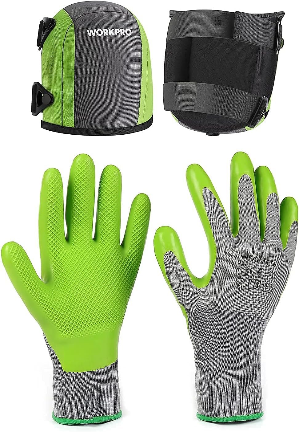 WORKPRO 6 Pairs Garden Gloves and Garden Knee Pads, Flooring WORKPRO 6 Pairs Garden Gloves and Garden Knee Pads, Flooring Kneepads with Foam Padding, Comfortable Kneeling Cushion for Gardening