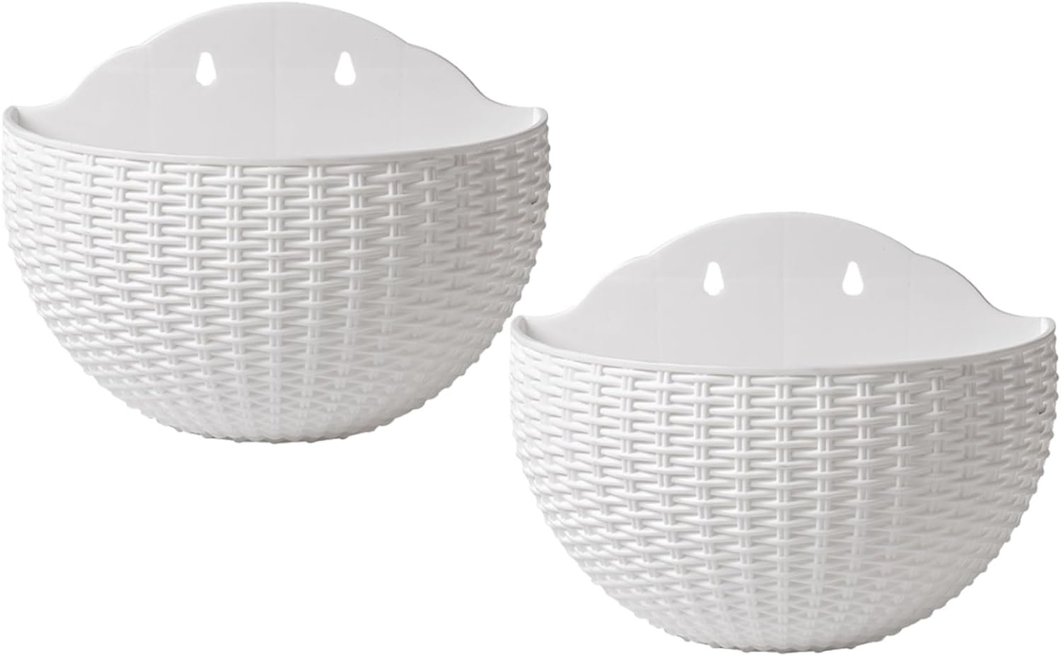 Wall Planter 2PCS Wall Hanging Planter Half Round Fence Planters Wall Planter 2PCS Wall Hanging Planter Half Round Fence Planters with Drainage and Hooks Wall Mounted Planters for Balcony Garden Railing Indoor Outdoor White,Wall Planter, Wall Hanging Planter