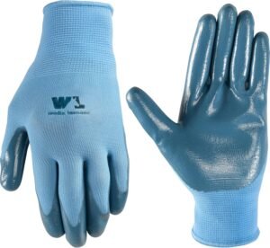 Wells Lamont Women's Blue Nitrile Coated Work and Gardening Gloves, Small (497S-400)