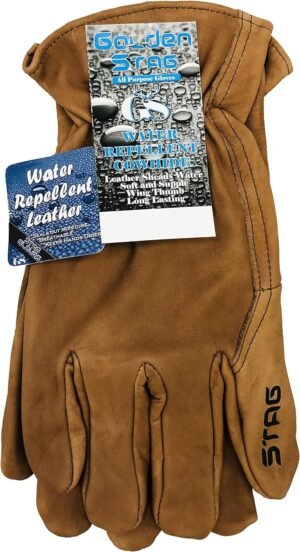 Work Gloves -USA212 - Made in USA Leather Gloves for Men, Ideal for Construction,Gardening