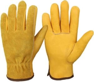 1 Pair Leather Working Gloves Heavy Duty Thornproof Gardening Gloves for Gardening Mechanic Welding