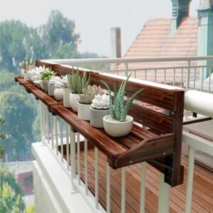 Wooden Railing Planter - Foldable Flower Stand Plant Pot Holder for Balcony Indoor Outdoor Garden Fence Patio- Deck Rail Boxes - House Apartment (Size : 120x28x23cm)