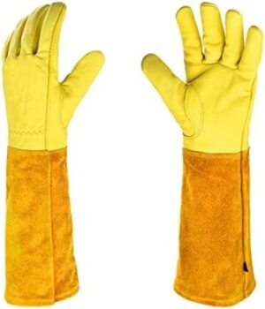 Breathable Leather Gauntlet Rose Pruning Gloves for Men and Women Long Thorn Proof Gardening Gloves Best Garden Gift (Color : L)