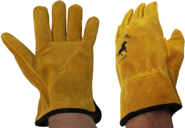 CHALLENGER Large Heavy-Duty Suede Leather All-Purpose Working Gardening Gloves 101TS04