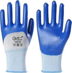 FUFU Gloves Gardening Gloves 12 Pairs, Non-Slip Gloves, Rubber Work Gloves, Garden Use, Cleaning, Fishing, Camping (Color : Blue)