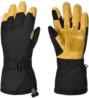 Gardening Gloves,Outdoor ski Gloves, Winter Warm Deerskin Windproof Harness Buckle Cycling Gloves-L