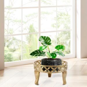 Gold Plant Stand, Metal Plant Stands Outdoor, Anti-Rust Iron Planter Stands for Indoor Plants, Round Flower Pot Stands Plant Shelf, Display Shelves Potted Plant Holders for Home Patio Decor