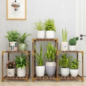 HOMOKIRT Plant Stand For Large Plants Multiple, Tiered Corner Plant Shelf Indoor For Indoor Plants, Wooden Plant Rack Holder Flower Stand For Patio Porch Garden Window Boho Decor Gifts (6 Tier)