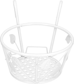 Hanging Plant Holder, Flower Pots Railing Planters Plant Pot Holder Fence Metal Potted Stand Mounted Balcony Round Plant Baskets for Patio Garden (White)