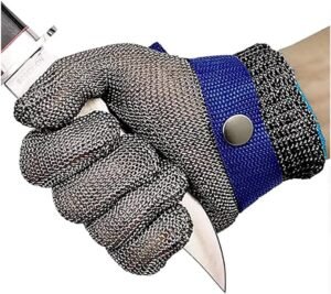 Outdoor Gardening Work Gloves Metal Wire Cut Resistant Gloves, Safety Stab Resistant Gloves for Kitchen Slicing (Size : 1pcs/XL)