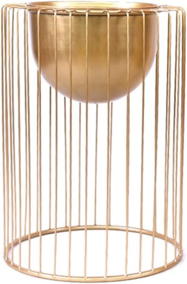 Plant Stand Creative Balcony Designer Plant Shelves Home Floor-standing Flower Pot Racks Wrought Iron Small Apartment Plant Stands Indoor Plant Stands (Color : Gold, Size : Small)