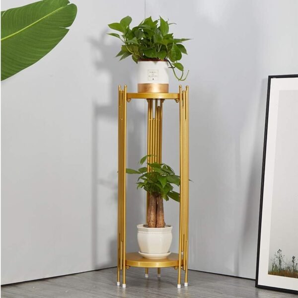 Removable Plants Stand Indoor Modern Tall Display Rack Potted Plant Holder Sturdy Flower Pot Shelf for House Apartment Balcony Golden Height 90cm(35inch)