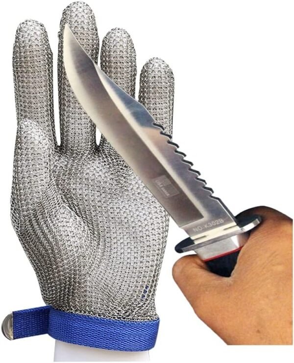 Stainless Steel Cut-Resistant Gloves, 9-Level Protective Safety Chain Armor Gloves, for Kitchen/Dining/Gardening/woodcarving (Size : 1pcs/s)