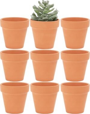 Yishang 2 Inch mini Terracotta Clay Pots Pack of 9 - small Hand Craft Nursery Plant Pot Succulent Cactus DIY Pottery Planter Home Garden Windowsill Decoration