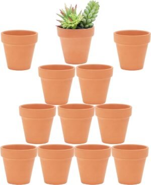 Yishang 2.5 inch Terracotta Pots with Drainage Holes,Small Mini Clay Ceramic Pottery Planter,Cactus Flower Terra Cotta Pots,Succulents Nursery Pots for Indoor/Outdoor Plants,Crafts,Wedding-12 Pack